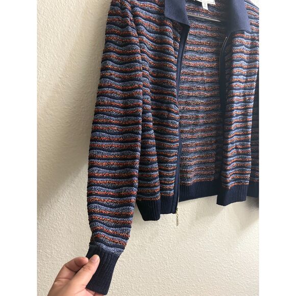 St. John Sport Striped Long Sleeve Full Zip Cardigan Jacket Size M - Picture 4 of 6